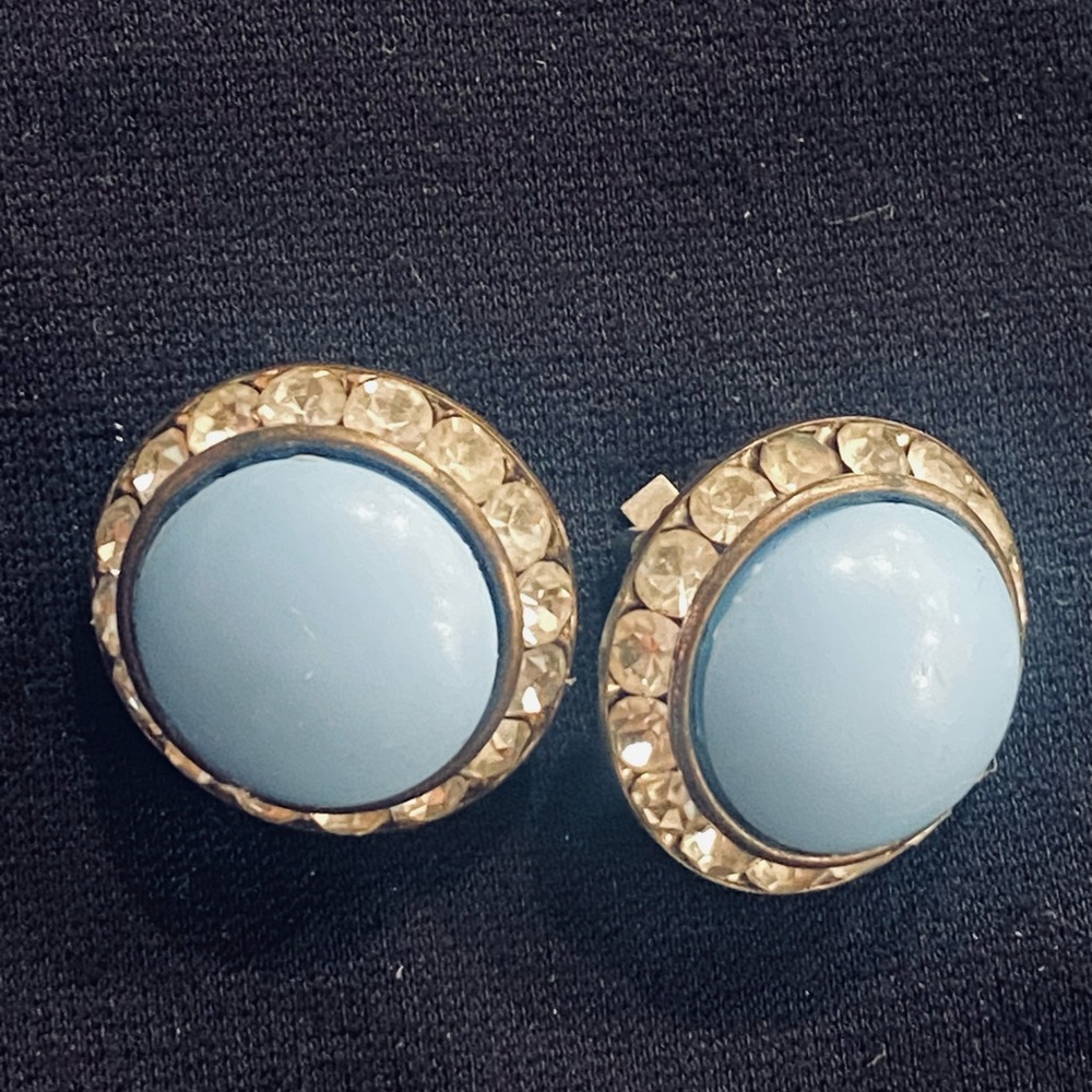 Vintage Elegant Blue and Gold Earrings